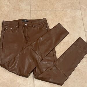 7 for all Mankind Women’s Brown Leather Skinny Jeans